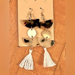 Handmade brown and tassle dangle earrings